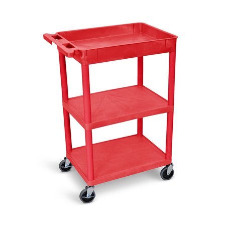 LUXOR 3 SHELF RED TUB CART WITH RDSTC122RD